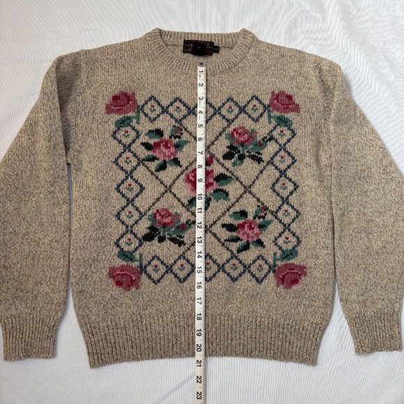 VTG Eddie Bauer Women’s Wool Blend Floral Sweater Size S Cottage-core 90s EUC - Picture 3 of 7